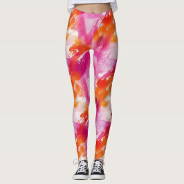 Leggings Resumen de Naranja rosa acuarela