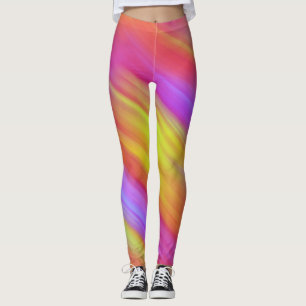 Leggings Resumen de Neon Brillante Rojo Rosa Amarillo