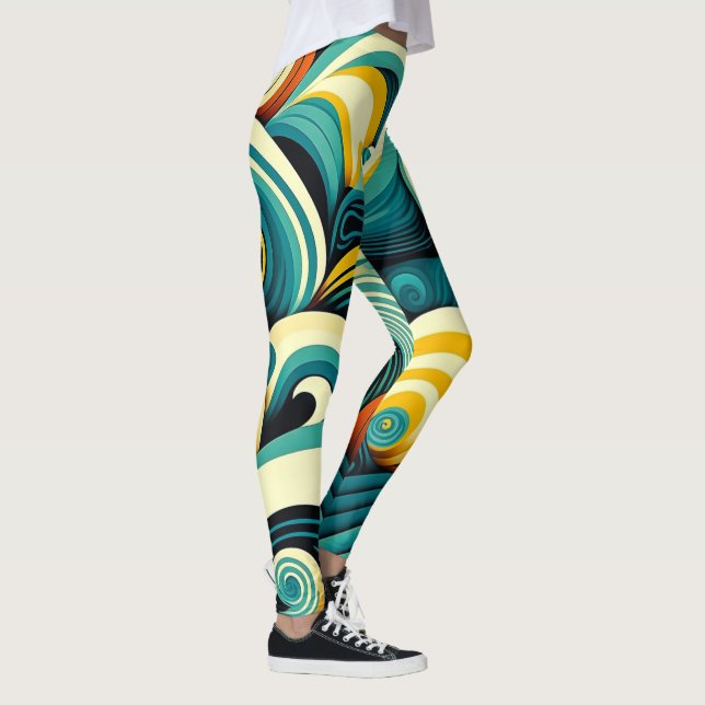 Leggings Resumen de obras de arte de las olas hippie de la  (Derecha)