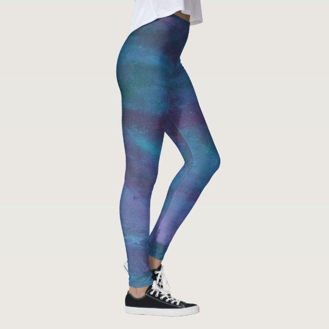 Leggings Resumen de Ombre Azul | Púrpura violeta Verde azul (Derecha)