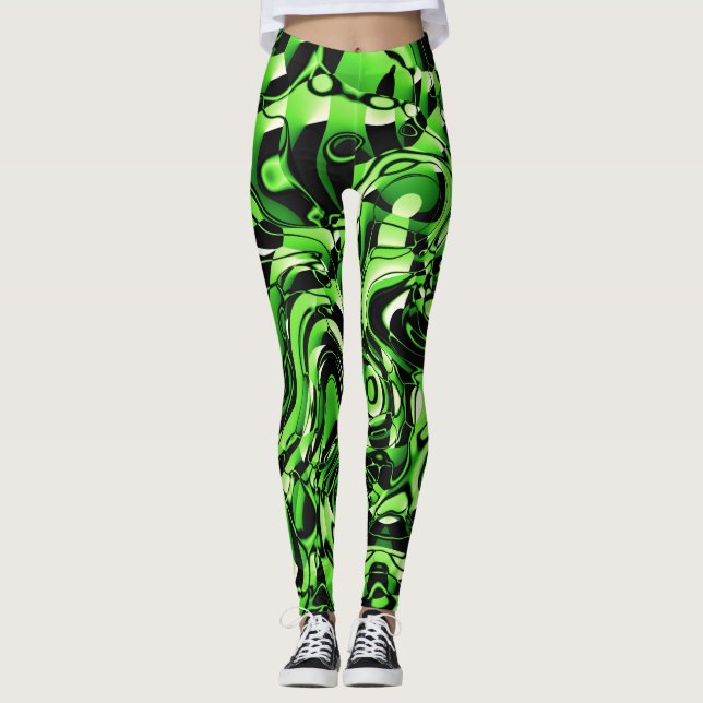 Leggings Resumen de ondas 270321 - 02 Piernas verdes (Anverso)