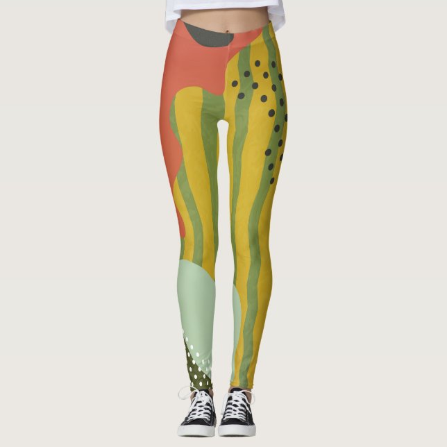 Leggings Resumen de ondas geométricas fondo creativo (Anverso)