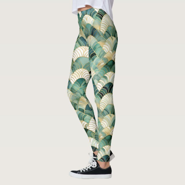 Leggings Resumen de oro del Glam Verde (Izquierda)