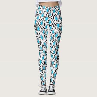 Leggings Resumen de Paisley 230523 - Sky Blue, B&W