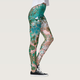Leggings Resumen de Pare y Por Acrílico Turquesa