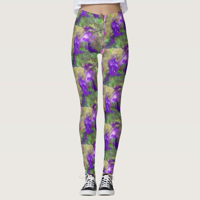 Leggings Resumen de Petunias Púrpura (Anverso)