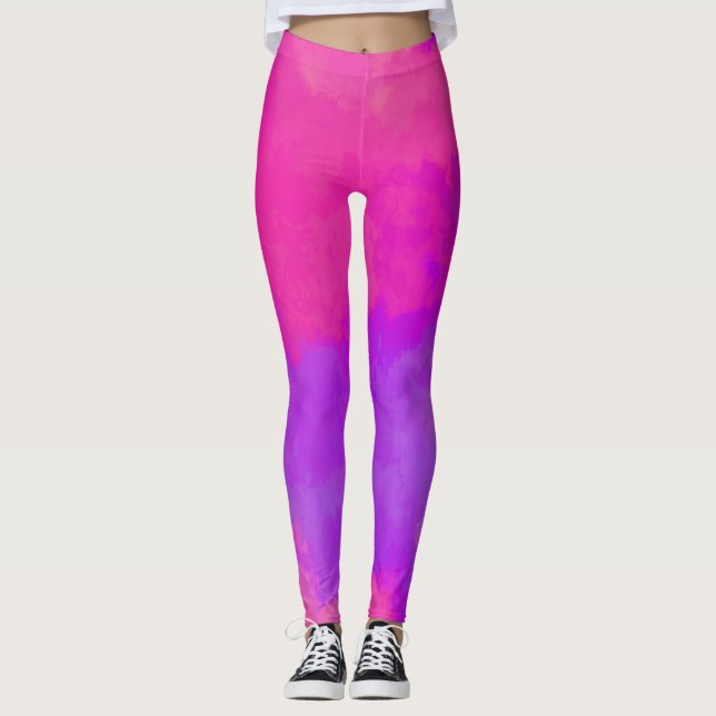 Leggings Resumen de piernas rosadas y púrpuras (Anverso)