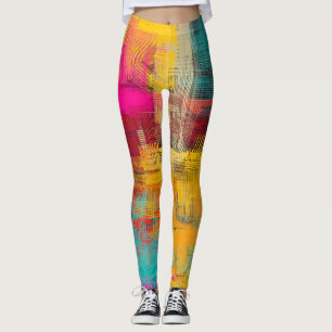 Leggings Resumen de pintura al óleo, fondo expresivo.
