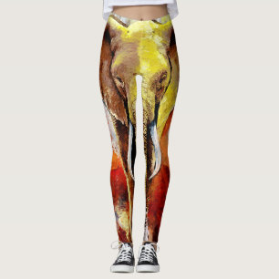 Leggings Resumen de pintura de aceite de elefante moderno