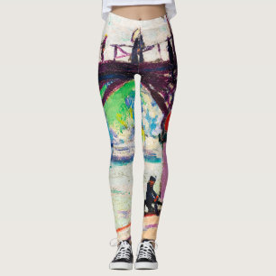 Leggings Resumen de pintura expresionista de moda femenina