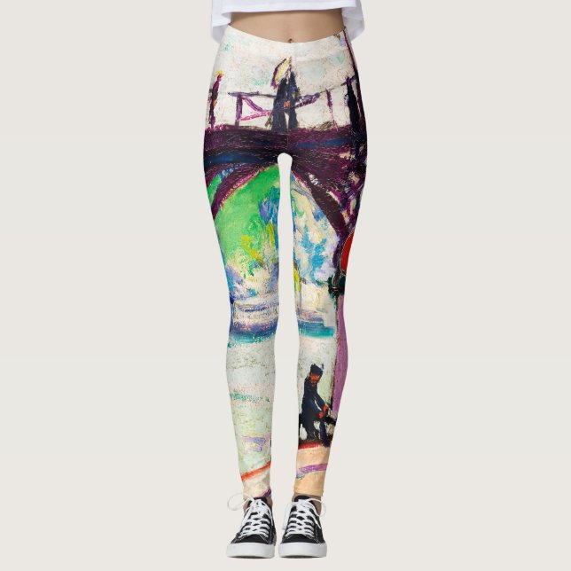Leggings Resumen de pintura expresionista de moda femenina (Anverso)
