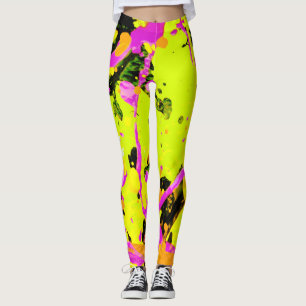 Leggings Resumen de pintura rosada y dorada