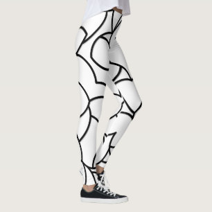 Leggings Resumen de plegado negro y blanco