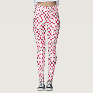 Leggings Resumen de puntos de polka blanco y rojo de diseño