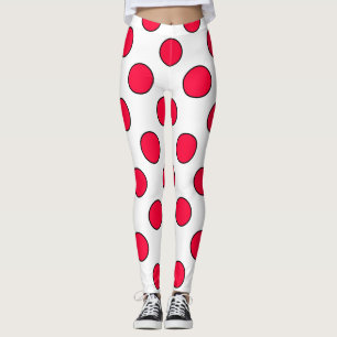 Leggings Resumen de puntos de polka blanco y rojo de diseño