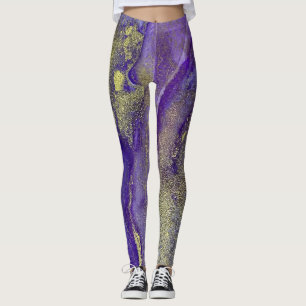 Leggings Resumen de púrpura rica de tinta de alcohol con or