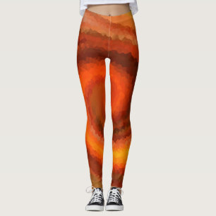 Leggings Resumen de remojo líquido naranja fuego marrón mod
