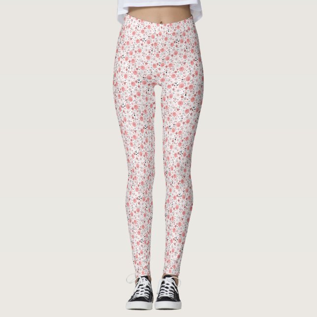 Leggings Resumen de sexo femenino: Leggencias florales rosa (Anverso)