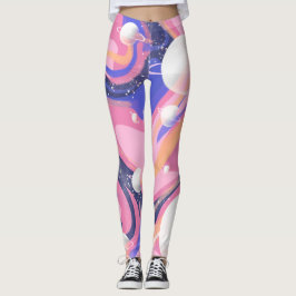 Leggings Resumen De Swirl En El Espacio Ultraterrestre Rosa