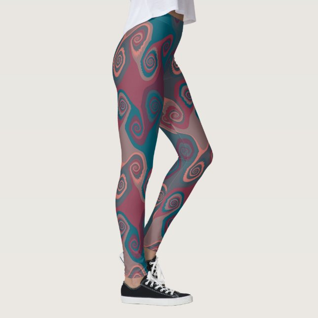 Leggings Resumen de Swirl rosa y turquesa (Derecha)