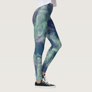 Leggings Resumen de Swirl Turquoise Marble