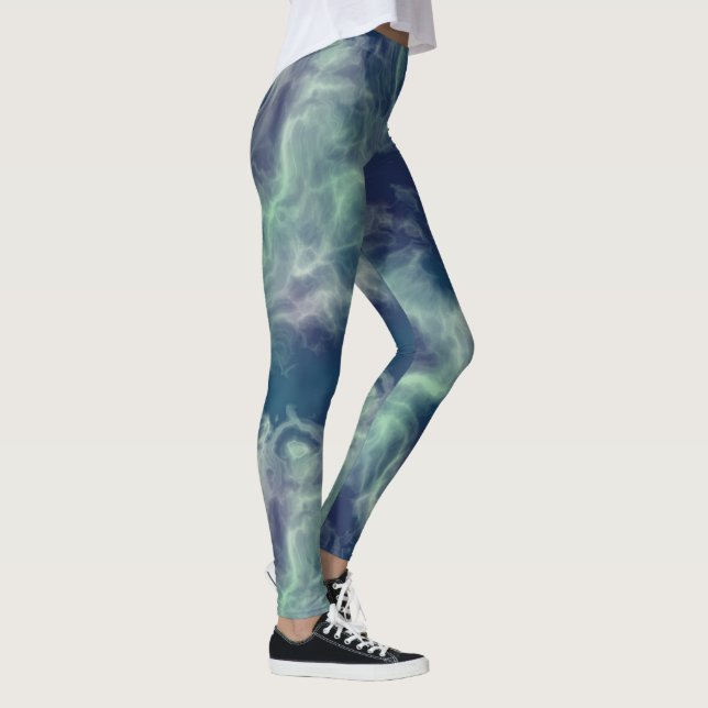 Leggings Resumen de Swirl Turquoise Marble (Derecha)