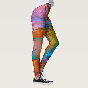 Leggings Resumen de Swirls Rosadas