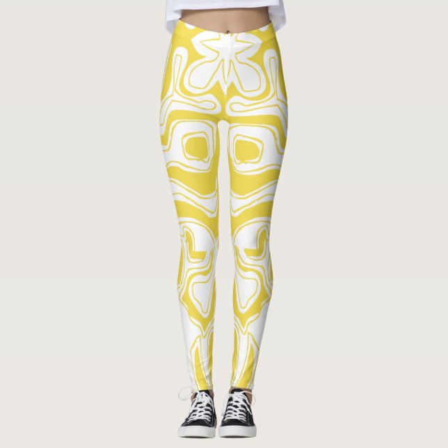 Leggings Resumen de Swirls White Swirls (Anverso)