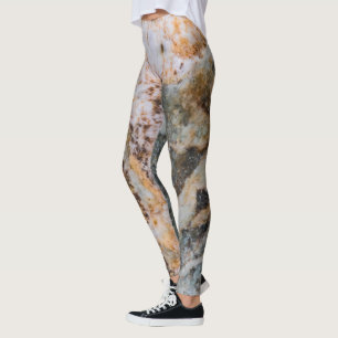 Leggings Resumen de textura de roca gruesa marrón y blanco