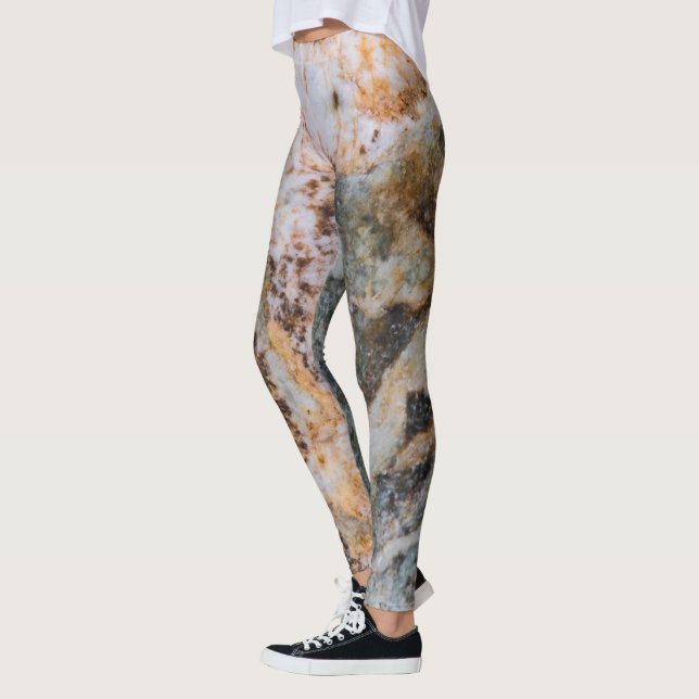 Leggings Resumen de textura de roca gruesa marrón y blanco (Izquierda)