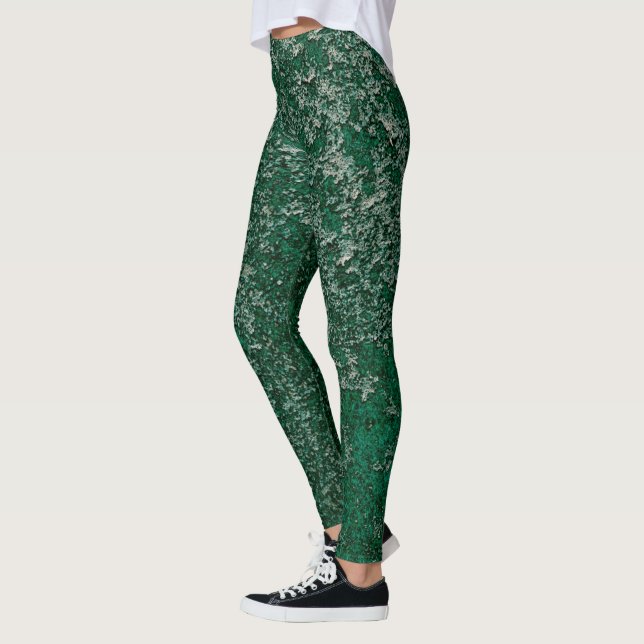 Leggings Resumen de textura Metalizado desgastada en verde  (Izquierda)