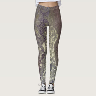 Leggings Resumen de tinta de alcohol morado rosado plateado