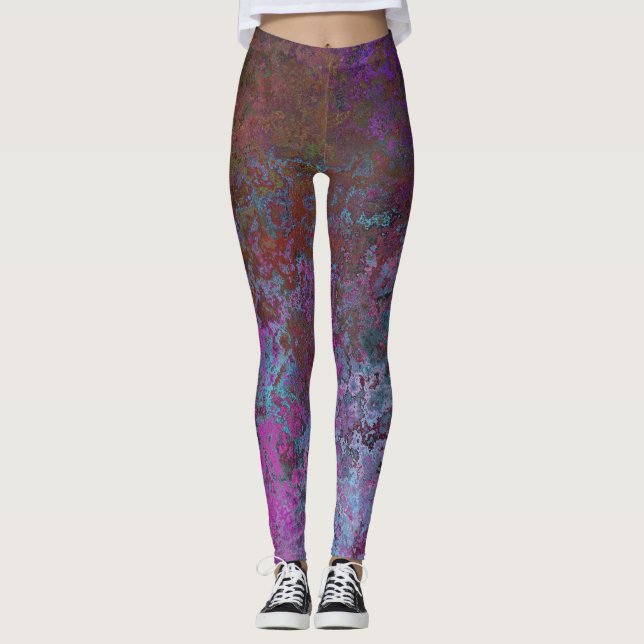 Leggings Resumen de tinta de alcohol teñida de joyas oscura (Anverso)
