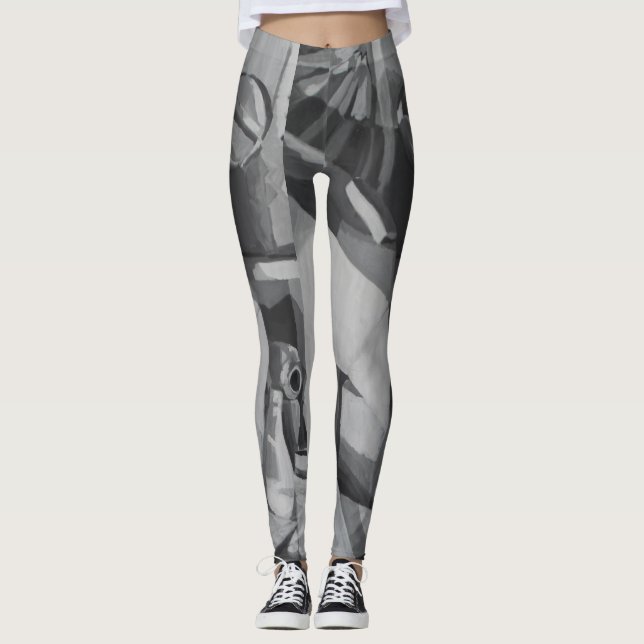 Leggings Resumen de tonos grises (Anverso)