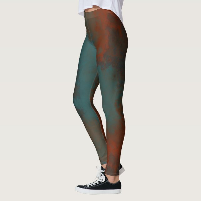 Leggings Resumen de turquesa y roya (Izquierda)