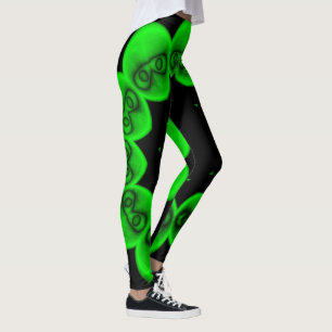 Leggings Resumen del alieno verde brillante circular