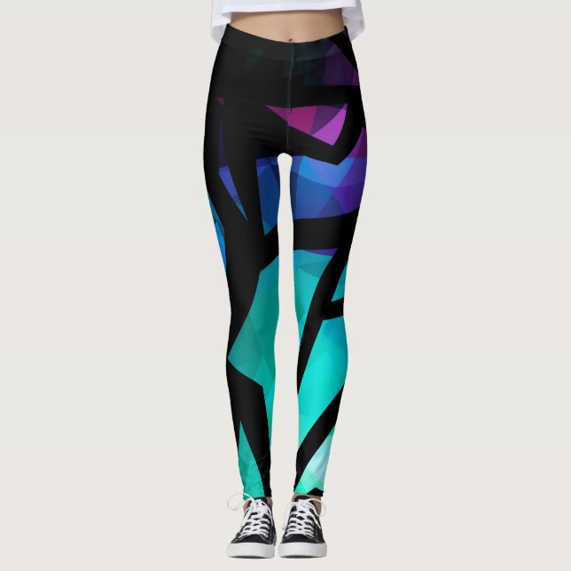 Leggings Resumen del dar geométrico del graffiti poligonal  (Anverso)