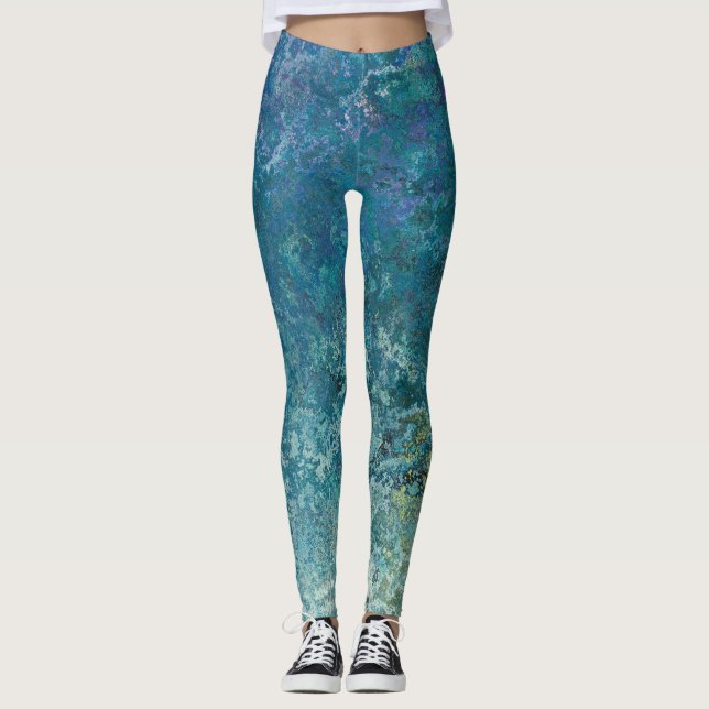 Leggings Resumen del elemento de agua inspirado en la tinta (Anverso)