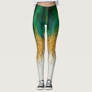Leggings Resumen del movimiento verde y oro