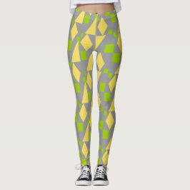 Leggings Resumen del patrón amarillo verde geométrico en gr