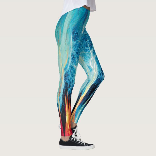 Leggings Resumen del patrón de arte Energía eléctrica roja  (Derecha)