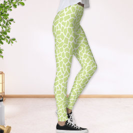 Leggings Resumen del patrón de la jirafa verde limón