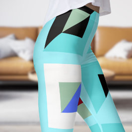 Leggings Resumen del patrón de mosaico azul de cadete