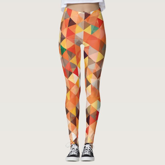 Leggings Resumen del patrón de triángulo geométrico sin sol (Anverso)
