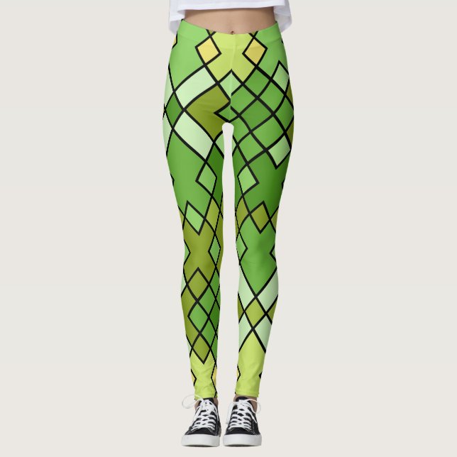 Leggings Resumen del patrón geométrico de cuadrícula modern (Anverso)