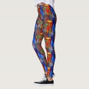 Leggings Resumen Del Patrón Rojo Azul Amarillo Y Verde