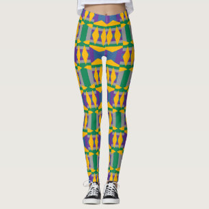 Leggings Resumen del patrón verde y amarillo con diamantes