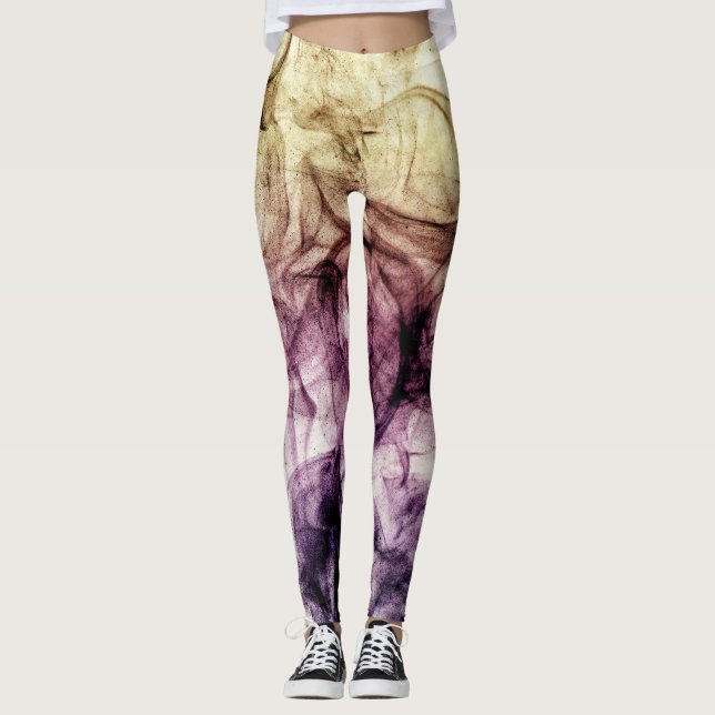 Leggings Resumen del polvo ahumado morado (Anverso)