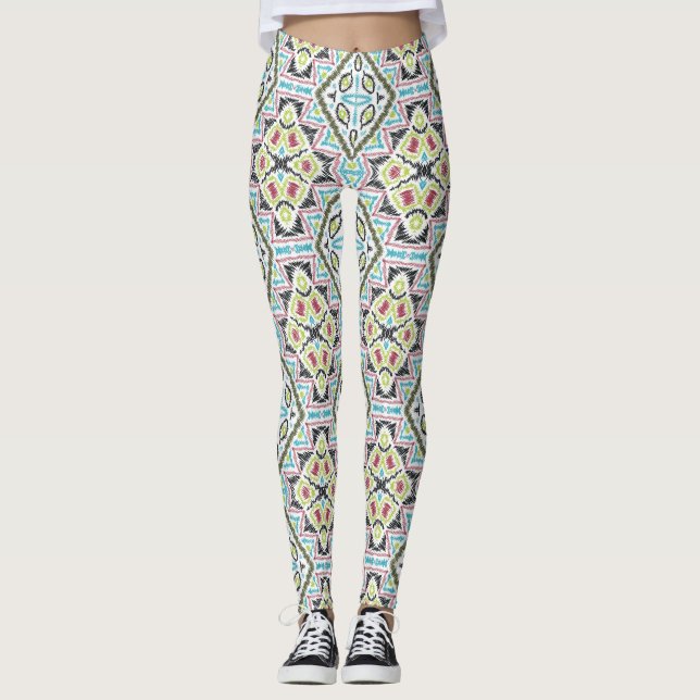 Leggings Resumen del retro tribal africano etno tradit mexi (Anverso)