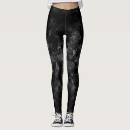 Leggings Resumen del universo brillante geométrico y blanco